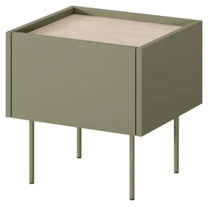DESIN Sengebord med 1 skuffe i MDF og metal B45 cm - Olivengrøn/Eg
