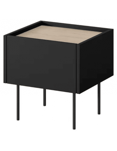 DESIN Sengebord med 1 skuffe i MDF og metal B45 cm - Sort/Eg