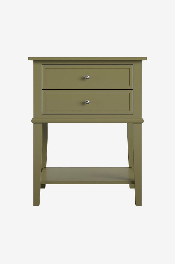 Dorel Home - Sidebord med to skuffer Franklin - Grøn - Sengeborde - - Homeroom