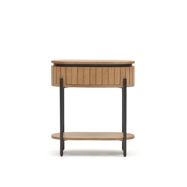 KAVE HOME Licia sengebord, m. 1 hylde og 1 skuffe - natur mangotræ (55x35)