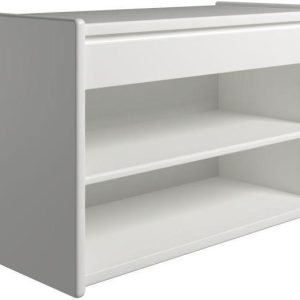 Krone 80 cm bredt hvidlakeret sengebord med 1 skuffe og 1 hylde - Dansk produceret. 47 cm dybde Vægophæng