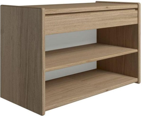 Krone 80 cm bredt sengebord i olieret egefiner med 1 skuffe og 1 hylde - Dansk produceret. 47 cm dybde Vægophæng