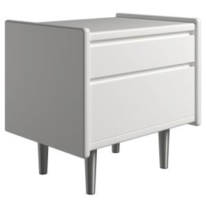 Krone sengebord 50 cm bred hvid lakeret med 2 skuffer - Dansk produceret. 47 cm dybde Metalben