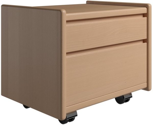 Krone sengebord 50 cm bred i bøgefiner med 2 skuffer - Dansk produceret. 47 cm dybde Hjul