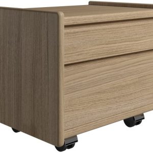 Krone sengebord 50 cm bred i egefiner med 2 skuffer - Dansk produceret. 47 cm dybde Hjul