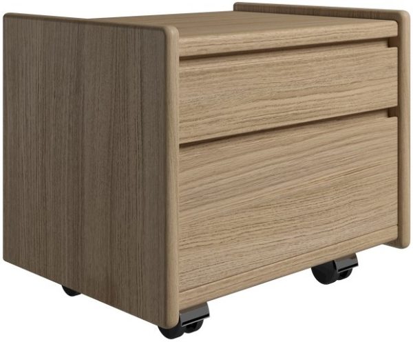 Krone sengebord 50 cm bred i egefiner med 2 skuffer - Dansk produceret. 47 cm dybde Hjul