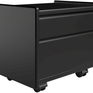 Krone sengebord 50 cm bred sort lakeret med 2 skuffer - Dansk produceret. 37 cm dybde Hjul