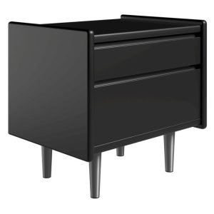 Krone sengebord 50 cm bred sort lakeret med 2 skuffer - Dansk produceret. 37 cm dybde Metalben