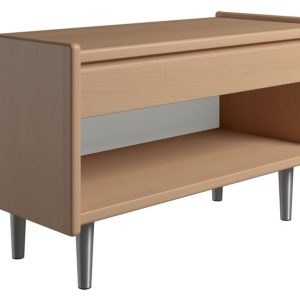 Krone sengebord i bøgefiner 80 cm bred med 1 skuffe og 1 rum - Dansk produceret. 37 cm dybde Metalben