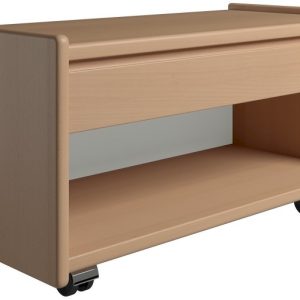 Krone sengebord i bøgefiner 80 cm bred med 1 skuffe og 1 rum - Dansk produceret. 47 cm dybde Hjul