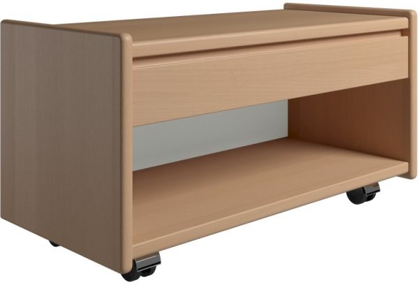 Krone sengebord i bøgefiner 80 cm bred med 1 skuffe og 1 rum - Dansk produceret. 47 cm dybde Hjul