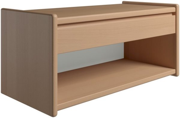 Krone sengebord i bøgefiner 80 cm bred med 1 skuffe og 1 rum - Dansk produceret. 47 cm dybde Vægophæng