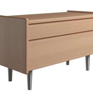 Krone sengebord i bøgefiner 80 cm bred med 2 skuffer - Dansk produceret. 37 cm dybde Metalben
