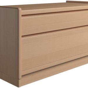 Krone sengebord i bøgefiner 80 cm bred med 2 skuffer - Dansk produceret. 37 cm dybde Sokkel