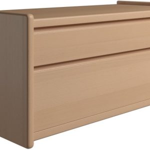 Krone sengebord i bøgefiner 80 cm bred med 2 skuffer - Dansk produceret. 37 cm dybde Vægophæng