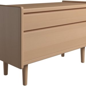Krone sengebord i bøgefiner 80 cm bred med 2 skuffer - Dansk produceret. 47 cm dybde Træben