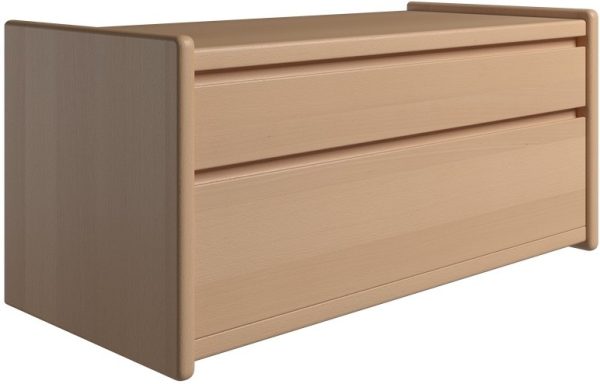 Krone sengebord i bøgefiner 80 cm bred med 2 skuffer - Dansk produceret. 47 cm dybde Vægophæng