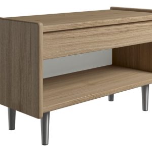 Krone sengebord i olieret egefiner 80 cm bred med 1 skuffe og 1 rum - Dansk produceret. 47 cm dybde Metalben