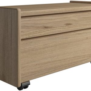 Krone sengebord i olieret egefiner 80 cm bred med 2 skuffer - Dansk produceret. 37 cm dybde Hjul