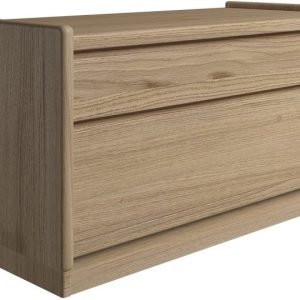 Krone sengebord i olieret egefiner 80 cm bred med 2 skuffer - Dansk produceret. 37 cm dybde Sokkel