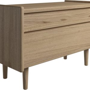 Krone sengebord i olieret egefiner 80 cm bred med 2 skuffer - Dansk produceret. 37 cm dybde Træben