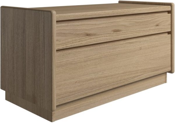 Krone sengebord i olieret egefiner 80 cm bred med 2 skuffer - Dansk produceret. 47 cm dybde Sokkel