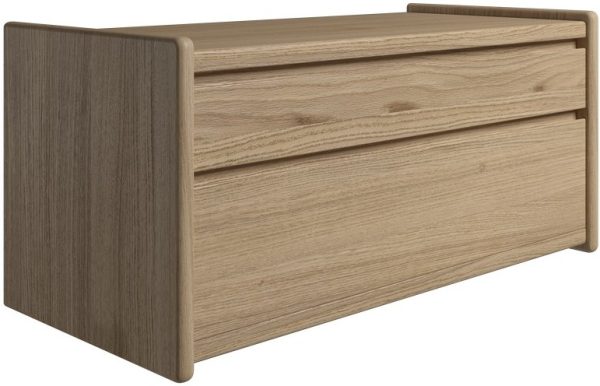 Krone sengebord i olieret egefiner 80 cm bred med 2 skuffer - Dansk produceret. 47 cm dybde Vægophæng
