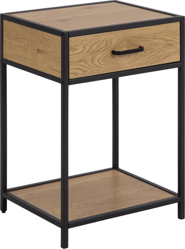 Natbord Signature Alira i mat vild eg - sengebord med skuffe og hylde H63xB42xD35 cm