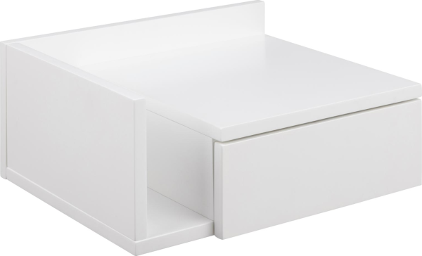 Natbord Signature Dralina hvidt kompakt MDF sengebord med skuffe og hylde 40x32 cm