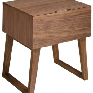 Sengebord med 1 skuffe i valnøddefinér H50 x B45 x D40 cm - Valnød