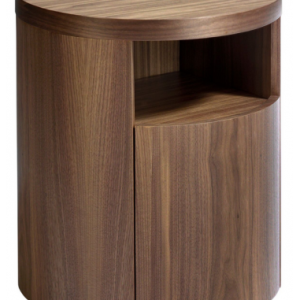 Sengebord med 1 skuffe i valnøddefinér H55 x Ø48 cm - Valnød