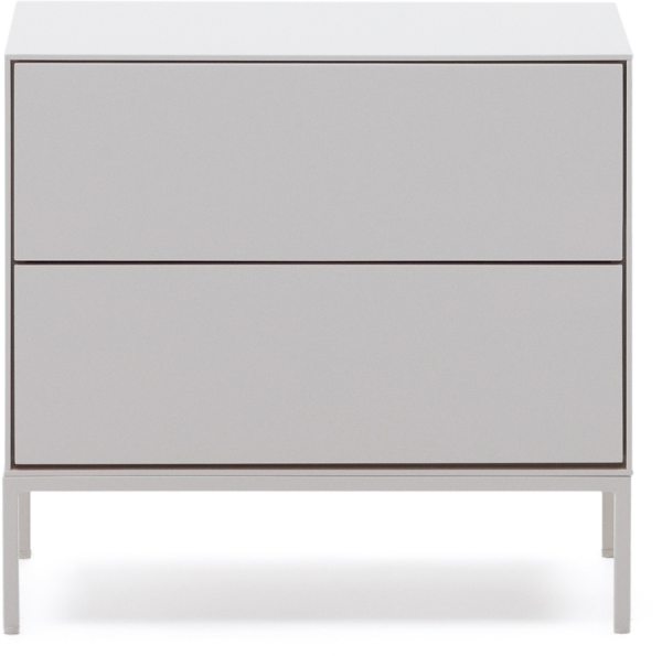 Sengebord natbord Kave Home Vedrana hvid - nordisk design med 2 skuffer og justerbare ben H55xB40xL60 cm