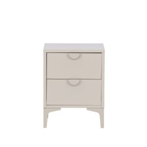 VENTURE DESIGN Piring sengebord, m. 2 skuffer - beige stål (45x40)