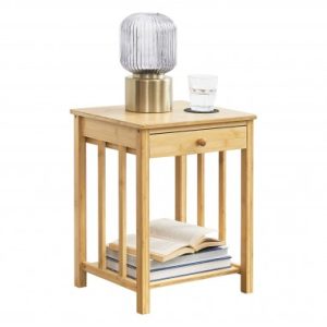 Sengebord med skuffe i bambus H51 x B40 x D35 cm - Natur