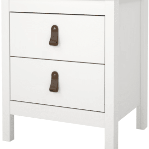 Sengebord Vesterholm Lunor natbord 2 skuffer hvid FSC-certificeret træ dansk håndværk H54xB44xD38 cm