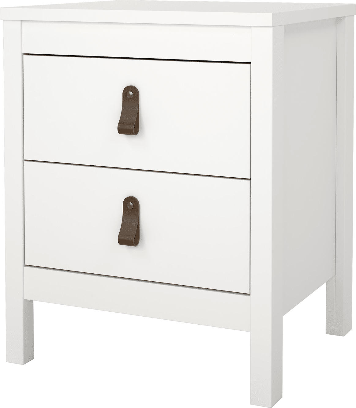 Sengebord Vesterholm Lunor natbord 2 skuffer hvid FSC-certificeret træ dansk håndværk H54xB44xD38 cm