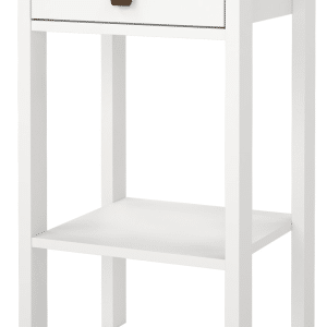 Sengebord/natbord Vesterholm Lunor H70 B40 Hvid 1 skuffe læder/metal greb FSC dansk design