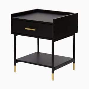 Sort sengebord med skuffe - Sort - 45cm x 40cm x 53cm - Eloise