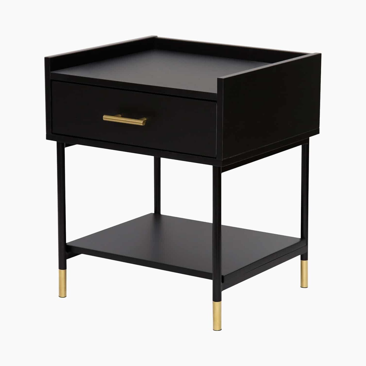 Sort sengebord med skuffe - Sort - 45cm x 40cm x 53cm - Eloise