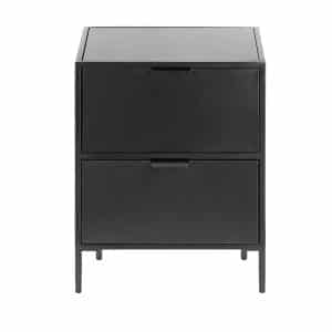 KAVE HOME Shantay sengebord, m. 2 skuffer - sort stål (40x50)