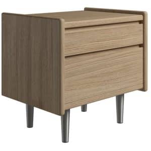 Krone sengebord 50 cm bred i egefiner med 2 skuffer - Dansk produceret. 37 cm dybde Metalben