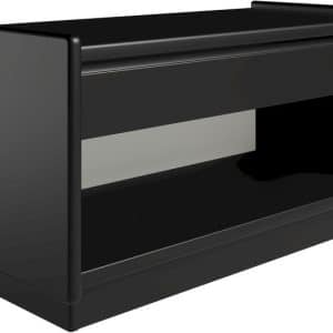 Krone sengebord sort lakeret 80 cm bred med 1 skuffe og 1 rum - Dansk produceret. 37 cm dybde Sokkel