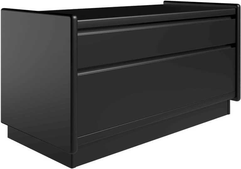 Krone sengebord sort lakeret 80 cm bred med 2 skuffer - Dansk produceret. 47 cm dybde Sokkel