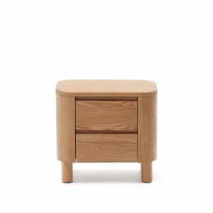 KAVE HOME Salaya sengebord, m. 2 skuffer - ask krydsfiner og asketræ (55x50)